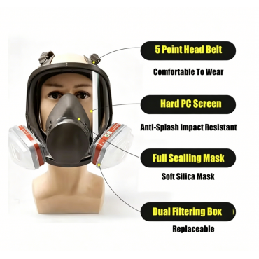 6800 Anti-Fog Full Face Respirator Gas Mask Industrial Painting Spraying Respirator Safety Work Filter Formaldehyde Protection