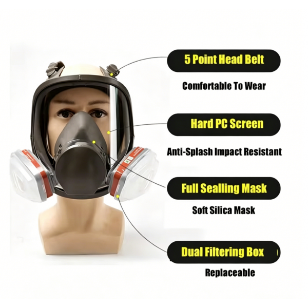 6800 Anti-Fog Full Face Respirator Gas Mask Industrial Painting Spraying Respirator Safety Work Filter Formaldehyde Protection 